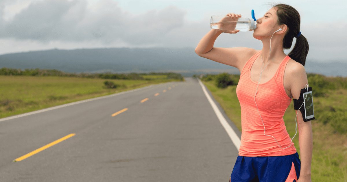 a woman drinking water